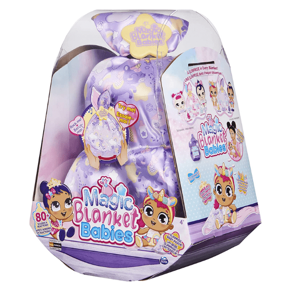 MAGIC BLANKET BABIES – Muñeca Bebé Sorpresa Lila – 80 sonidos y manta mágica - Imagen 7