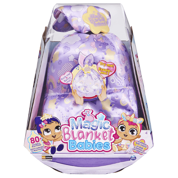 MAGIC BLANKET BABIES – Muñeca Bebé Sorpresa Lila – 80 sonidos y manta mágica - Imagen 8