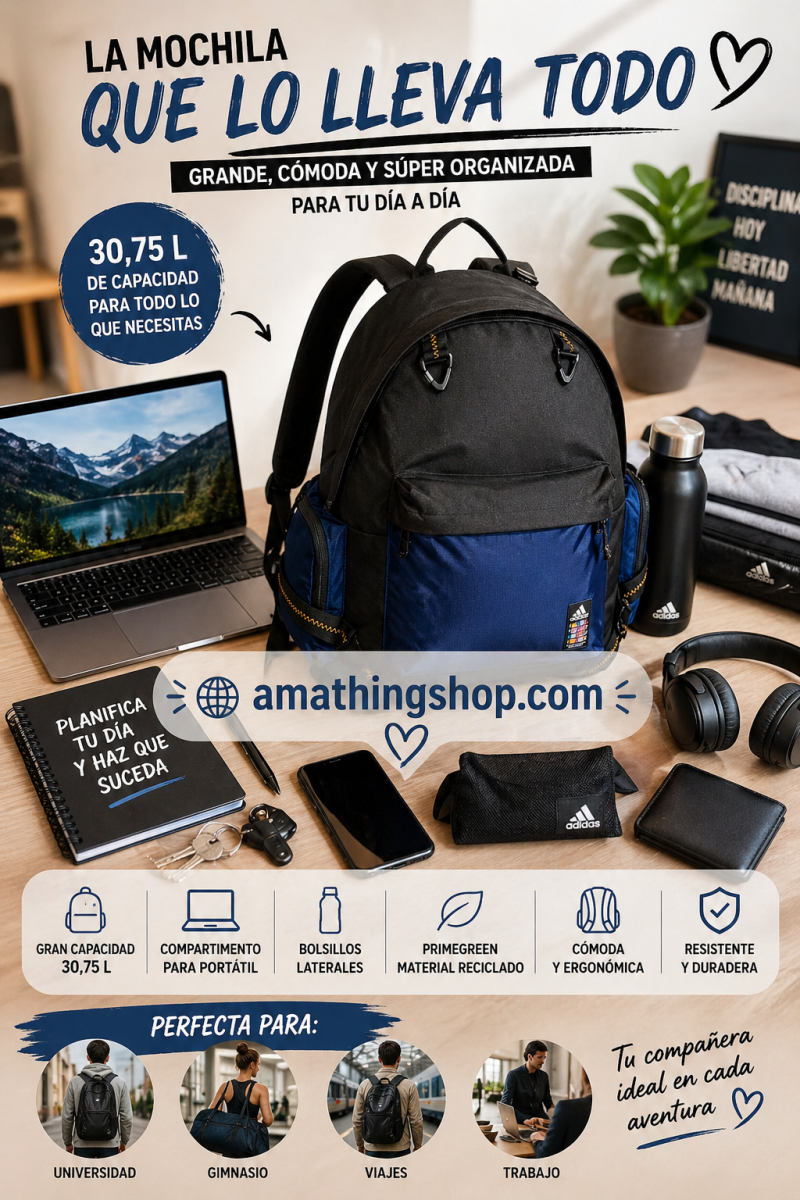 ADIDAS – Mochila Adidas Grande UXPLR 30LUnisex Negra Azul - Imagen 9