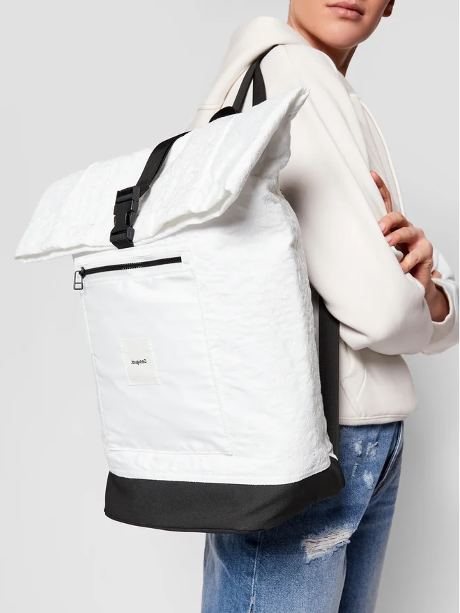DESIGUAL – Mochila Desigual Blanca Trecking Backpack Grande 21SQXW05 - Imagen 7