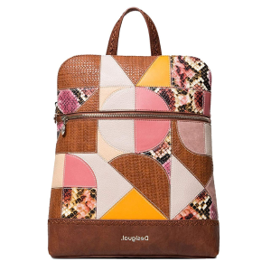 DESIGUAL – Mochila Desigual Back Ayax Nanaimo Marrón Patch Mujer 28x34x11cm
