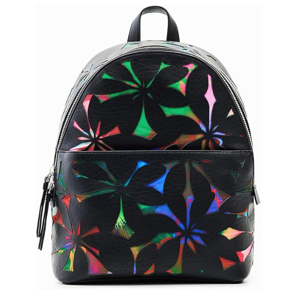 DESIGUAL – Mochila Desigual Back Onyx Mombasa Mini Negra Flores Mujer