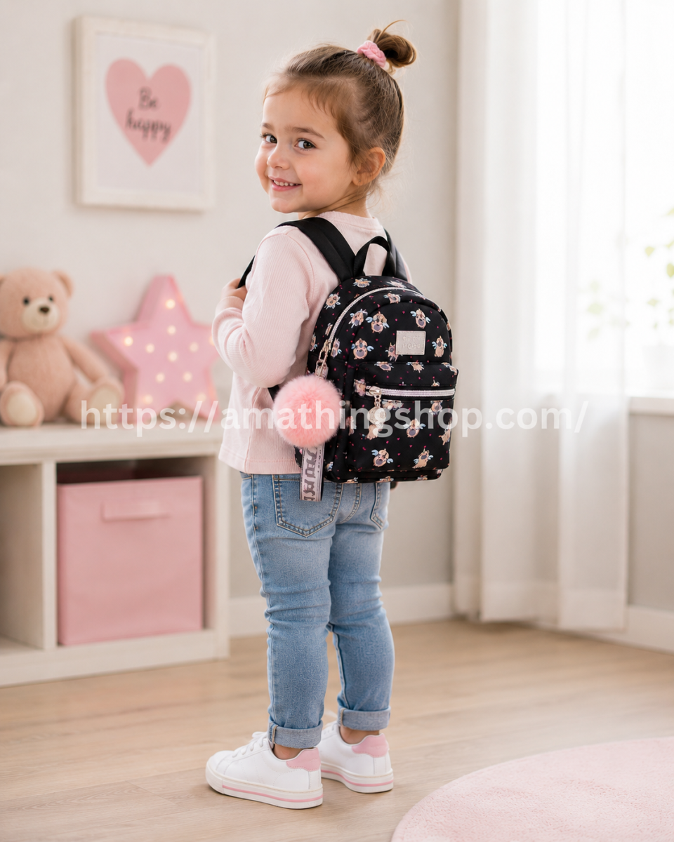 OH MY POP! – Mochila Oh My Pop Pug Niña Negra 27cm Kawaii Infantil Guardería y Colegio - Imagen 7