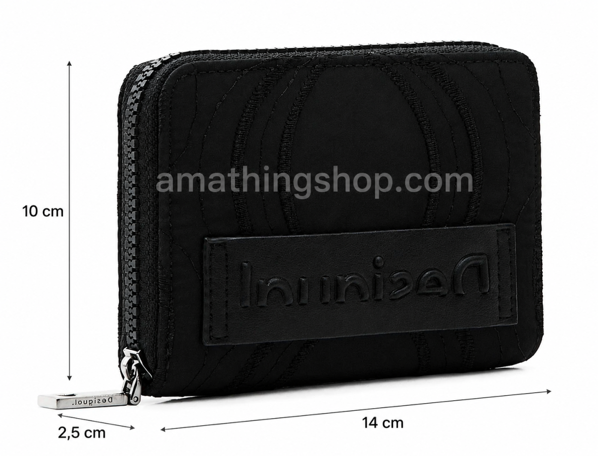 DESIGUAL – Monedero Desigual Bubbles Marisa Wallet S Black 22WAYA07 Negro con Cremallera - Imagen 9