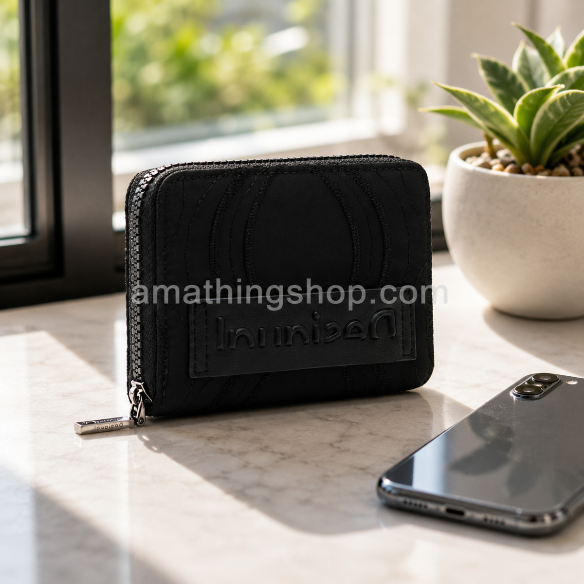 DESIGUAL – Monedero Desigual Bubbles Marisa Wallet S Black 22WAYA07 Negro con Cremallera - Imagen 8
