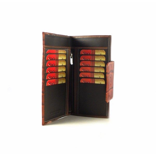 Cartera billetera mujer piel de calidad Nilo grande marrón combinada - Imagen 7