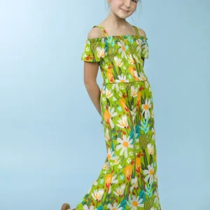 Mono niña verde con estampado floral