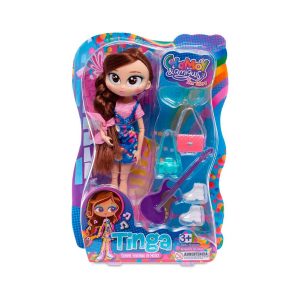 DISTROLLER – Muñeca Distroller Tinga Teen Tokers Chamoy y Amiguis 25 cm con Guitarra y Accesorios Original