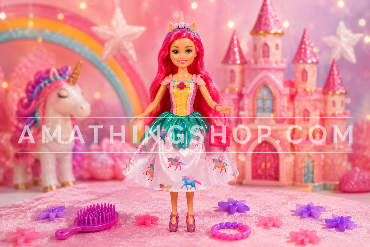 Sparkle Girlz – Muñeca Unicornio Princesa Sparkle Girlz | Pelo Rosa y Accesorios | Talla 30cm - Imagen 6