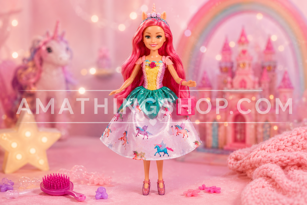 Sparkle Girlz – Muñeca Unicornio Princesa Sparkle Girlz | Pelo Rosa y Accesorios | Talla 30cm - Imagen 4