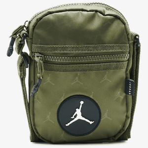 NIKE – Bolso Bandolera Jordan Jacquard Festival Bag – Verde Caqui con Logo Metálico