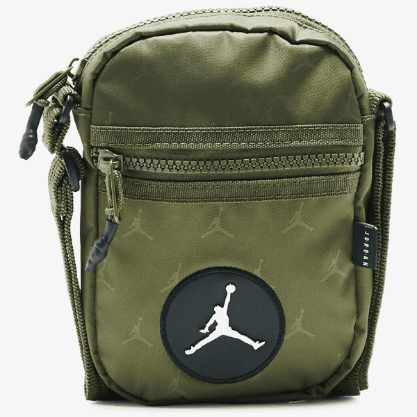NIKE – Bolso Bandolera Jordan Jacquard Festival Bag – Verde Caqui con Logo Metálico - Imagen 2