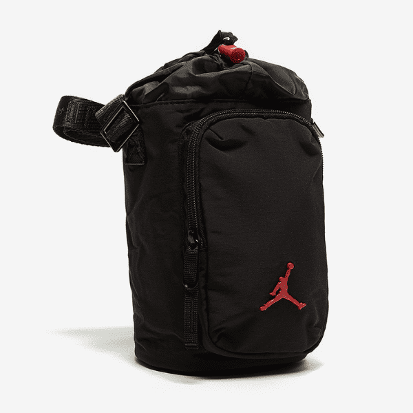 NIKE – Jordan Bolso Bandolera Negro Rojo Portabotellas 9A0594-KR5 30x17x10cm Regalo - Imagen 3