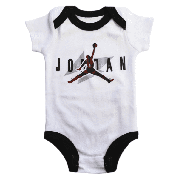 NIKE – Conjunto Bebé Air Jordan 3 Piezas Body Gorro y Patucos Blanco Negro Rojo Edición Limitada NJ0446-001 - Imagen 3
