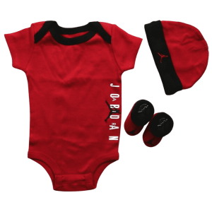 NIKE – Conjunto Bebé Air Jordan Jumpman Rojo 3 Piezas Body Gorro Patucos