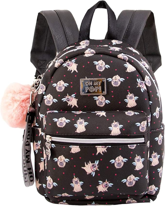 OH MY POP! – Mochila Oh My Pop Pug Niña Negra 27cm Kawaii Infantil Guardería y Colegio - Imagen 5