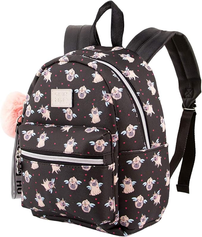 OH MY POP! – Mochila Oh My Pop Pug Niña Negra 27cm Kawaii Infantil Guardería y Colegio - Imagen 6