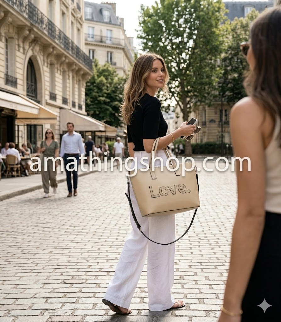 DESIGUAL – Bolso Desigual Alola Holbox grande beige con mensaje LOVE - Imagen 9