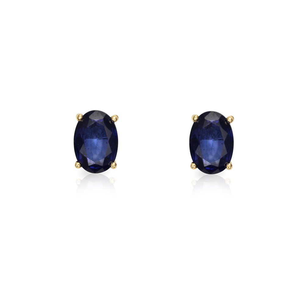 Pendientes Zafiro Oval Oro - Imagen 3