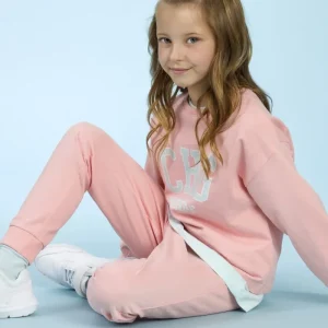 Jogger de niña rosa | Felpa suave cintura elástica