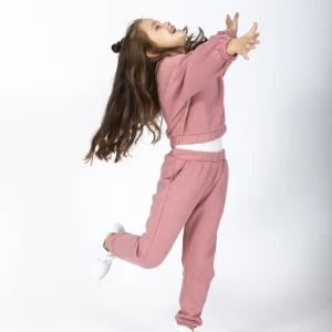Jogger de niña rosa | Felpa suave con puños