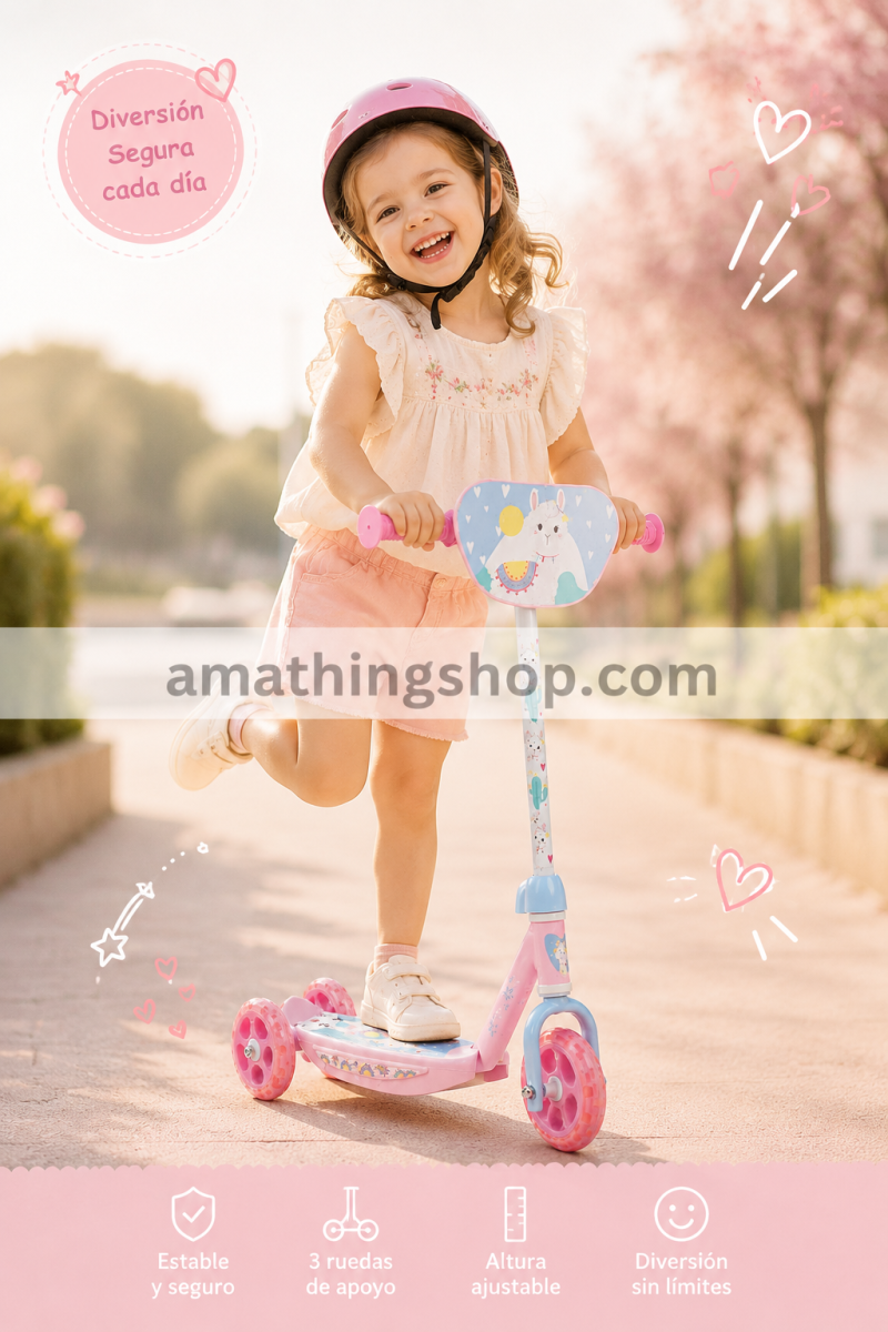 SAICA – Patinete de 3 Ruedas Infantil Saica Sweet Rosa Ajustable - Imagen 7