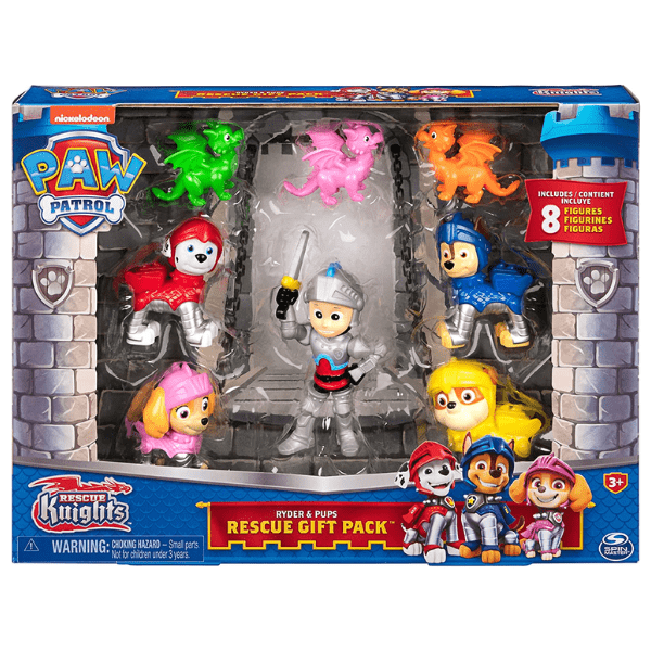 SPIN MASTER – Figuras Paw Patrol Rescue Knights Gift Pack: Ryder, Cachorros y Dragones - Imagen 2