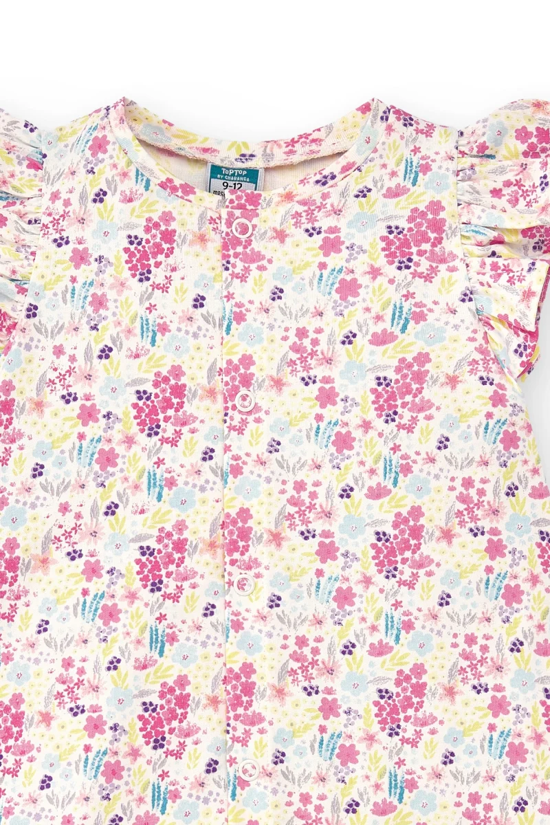 Pelele bebé niña floral con volantes - Imagen 4
