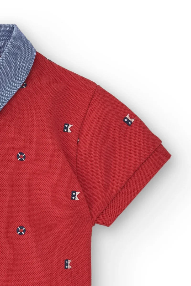 Polo bebé rojo cuello camisa - Imagen 6