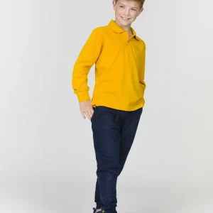 Polo manga larga de niño amarillo básico manga larga