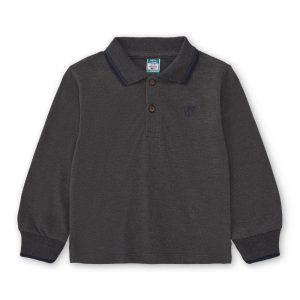 Polo manga larga de niño antracita básico