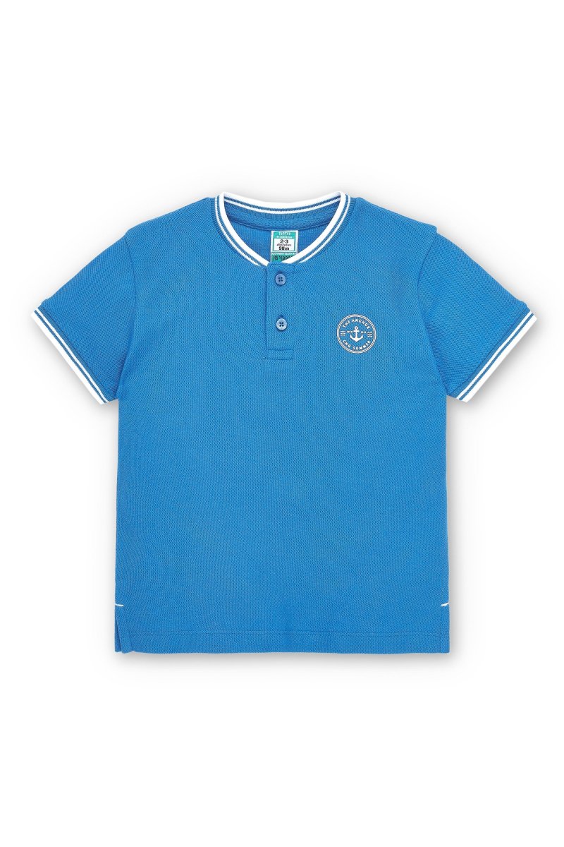 Polo niño azul cuello mao con detalle ancla - Imagen 3