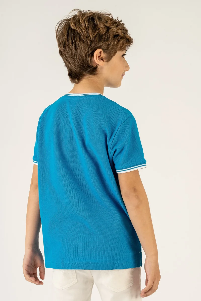 Polo niño azul cuello mao con detalle ancla - Imagen 5