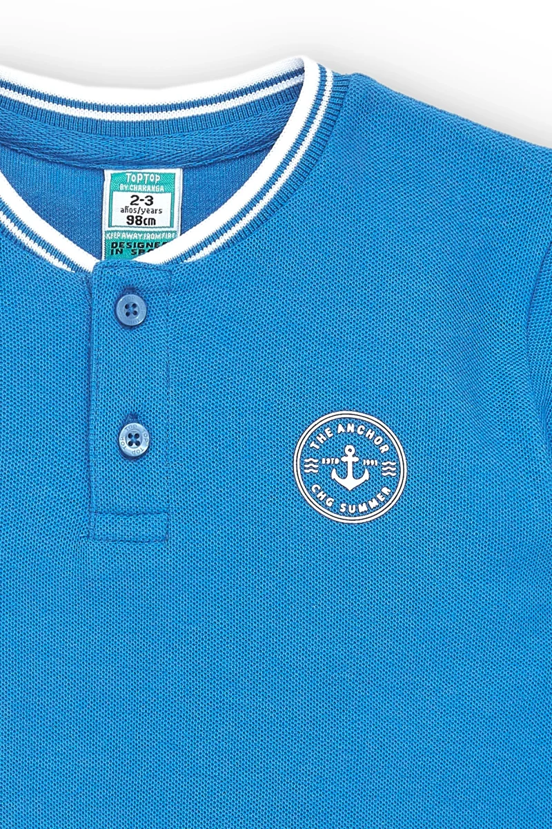Polo niño azul cuello mao con detalle ancla - Imagen 8