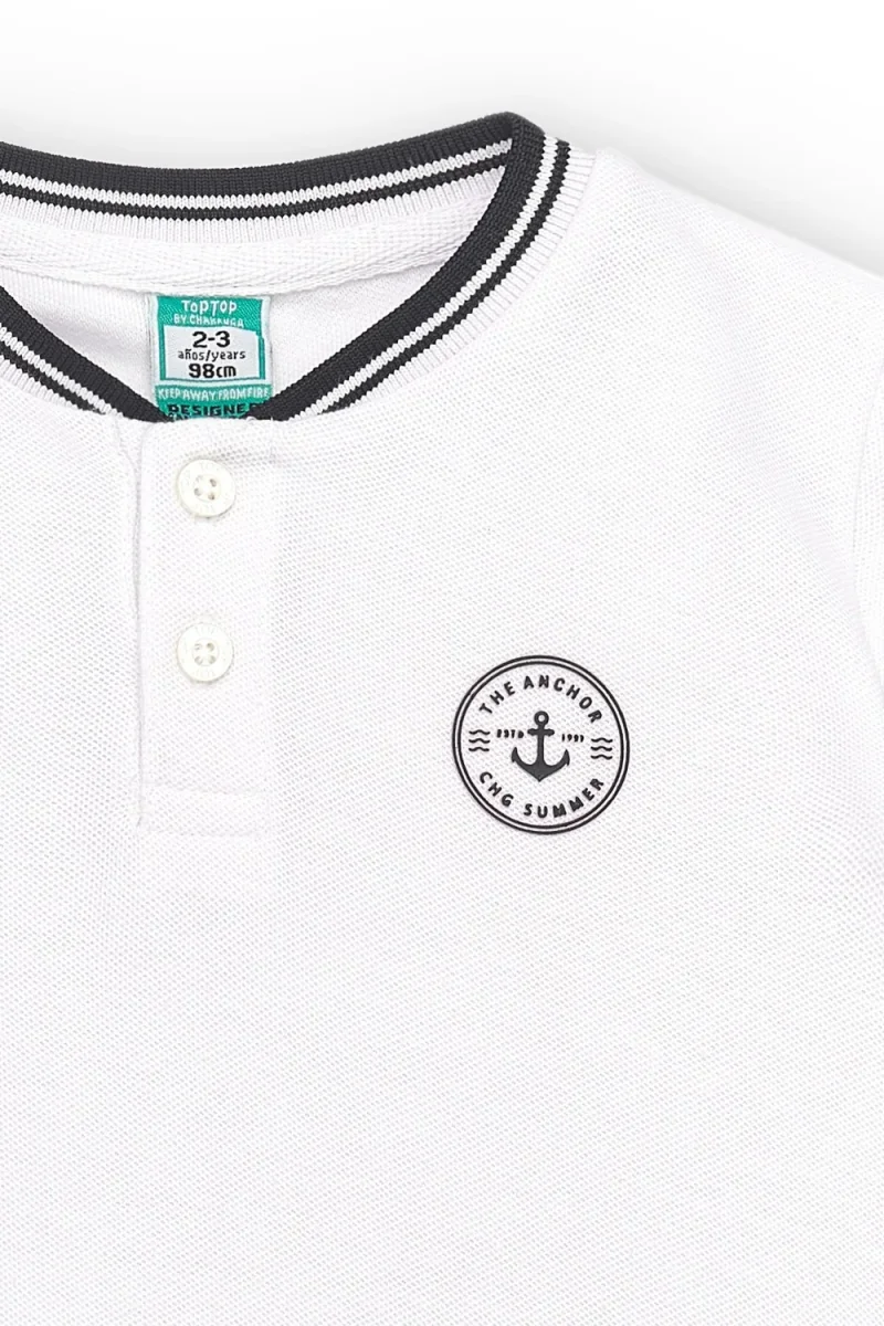 Polo niño blanco cuello mao - Imagen 9