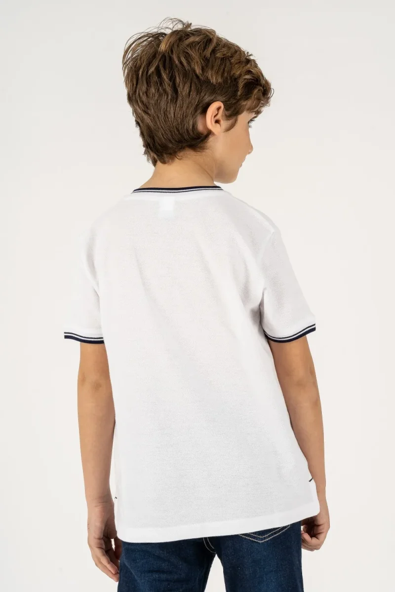 Polo niño blanco cuello mao - Imagen 4
