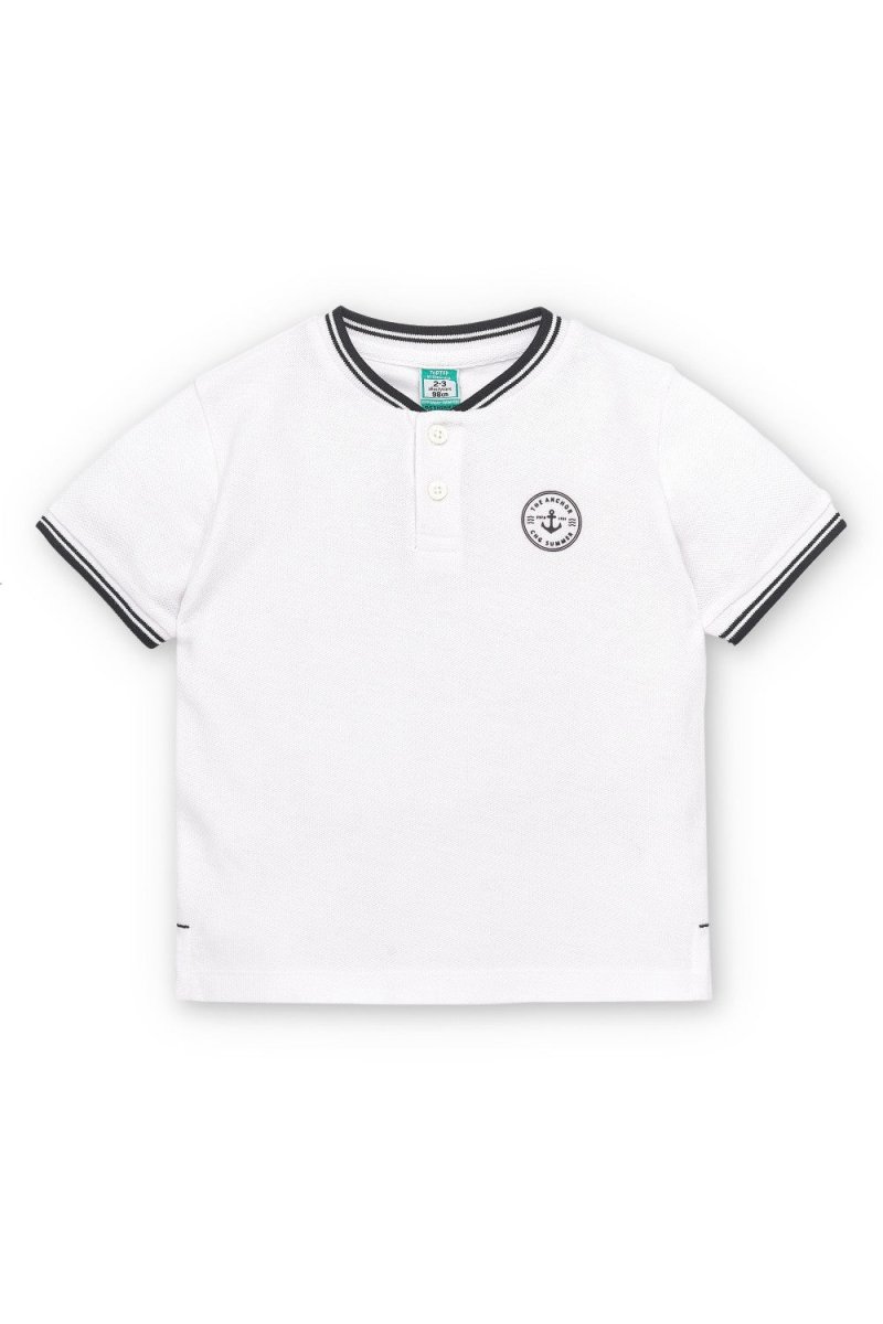Polo niño blanco cuello mao - Imagen 3