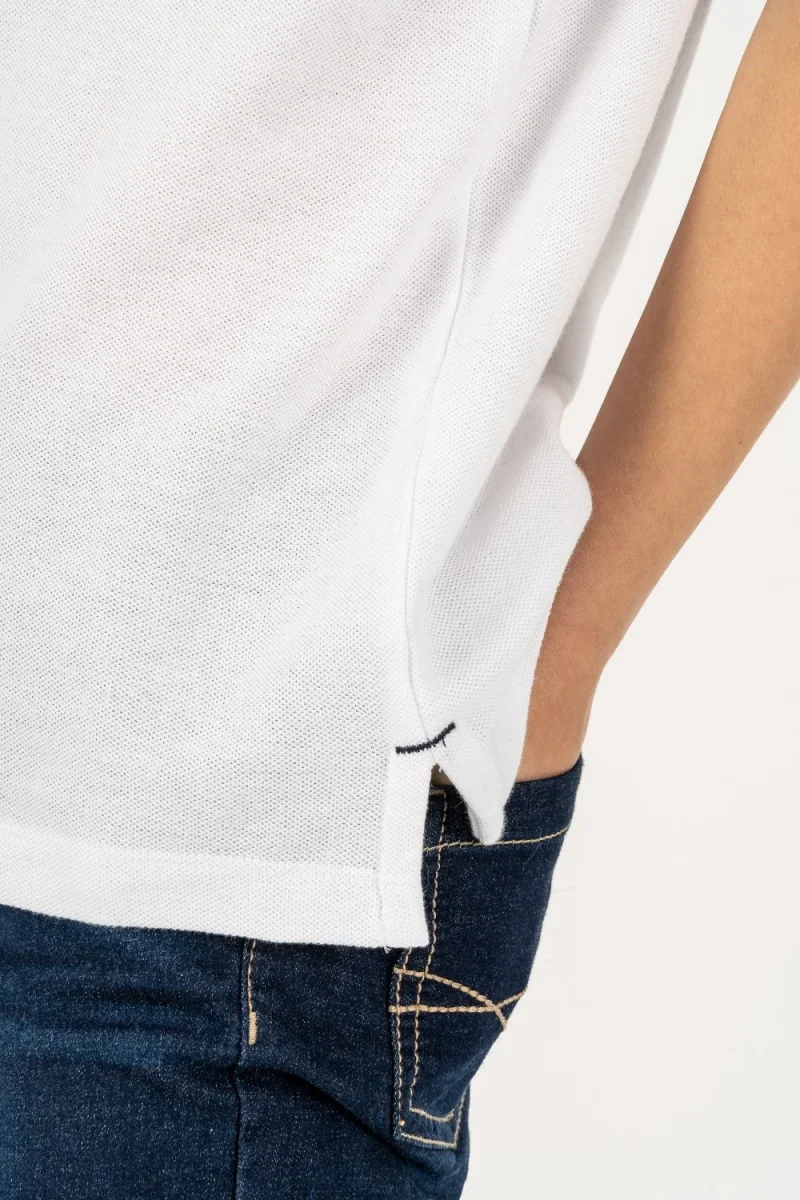 Polo niño blanco cuello mao - Imagen 7