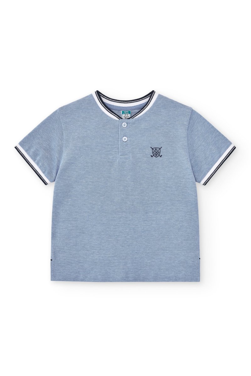 Polo de niño celeste | Cuello mao - Imagen 3