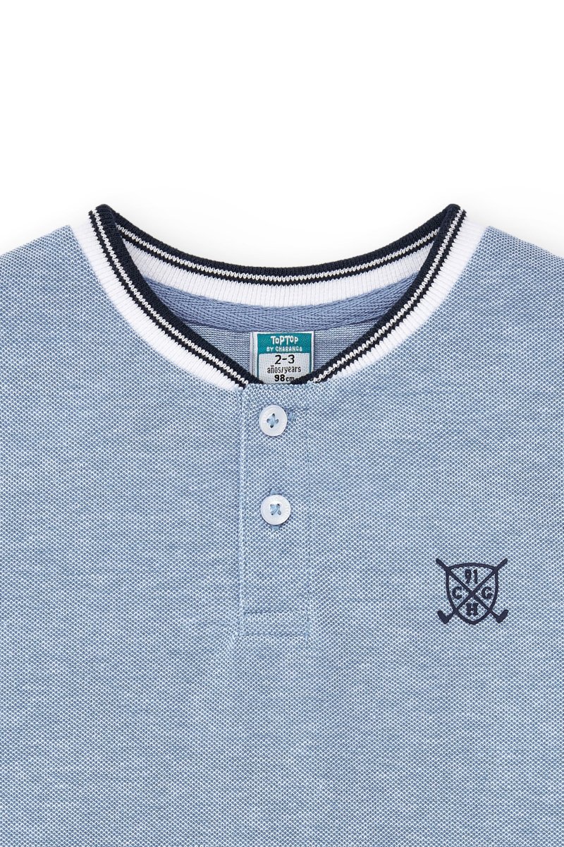 Polo de niño celeste | Cuello mao - Imagen 6