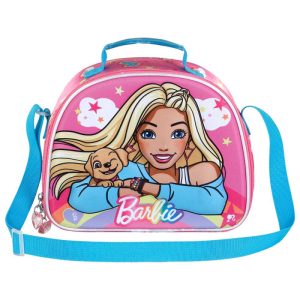 KARACTERMANIA – Portamerienda Barbie Rainbow 3D Rosa para Niña – Bolsa Merienda Escolar con Bandolera