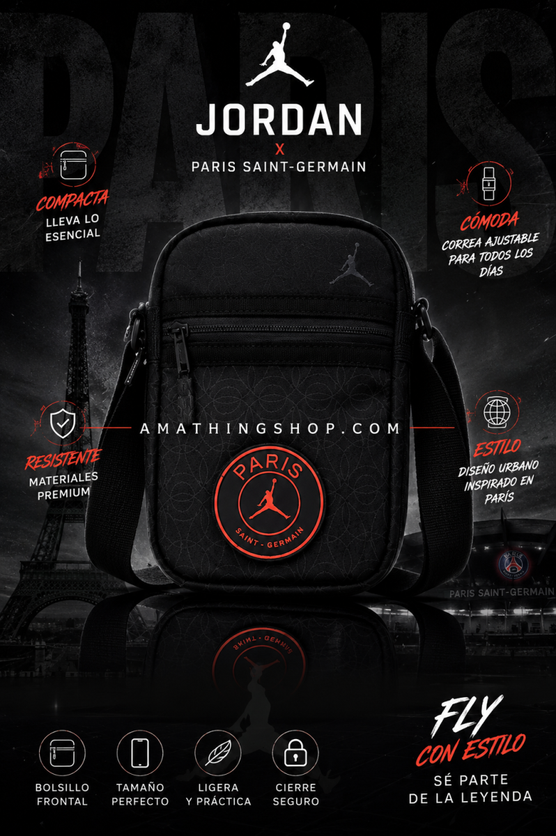 NIKE – Bolso Jordan PSG 9A0803-G0T Negro – Mini Bandolera Unisex Original - Imagen 4