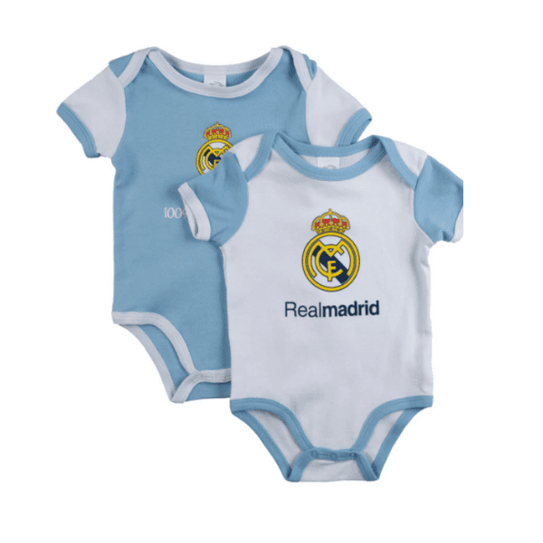 REAL MADRID – Pack 2 Bodies Real Madrid bebé oficial | Algodón suave 24 meses