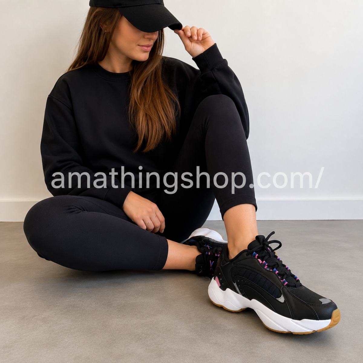 REEBOK – Zapatillas Reebok Royal Pervader Mujer Negro Rosa EH2488 Sneakers Chunky Casual - Imagen 5