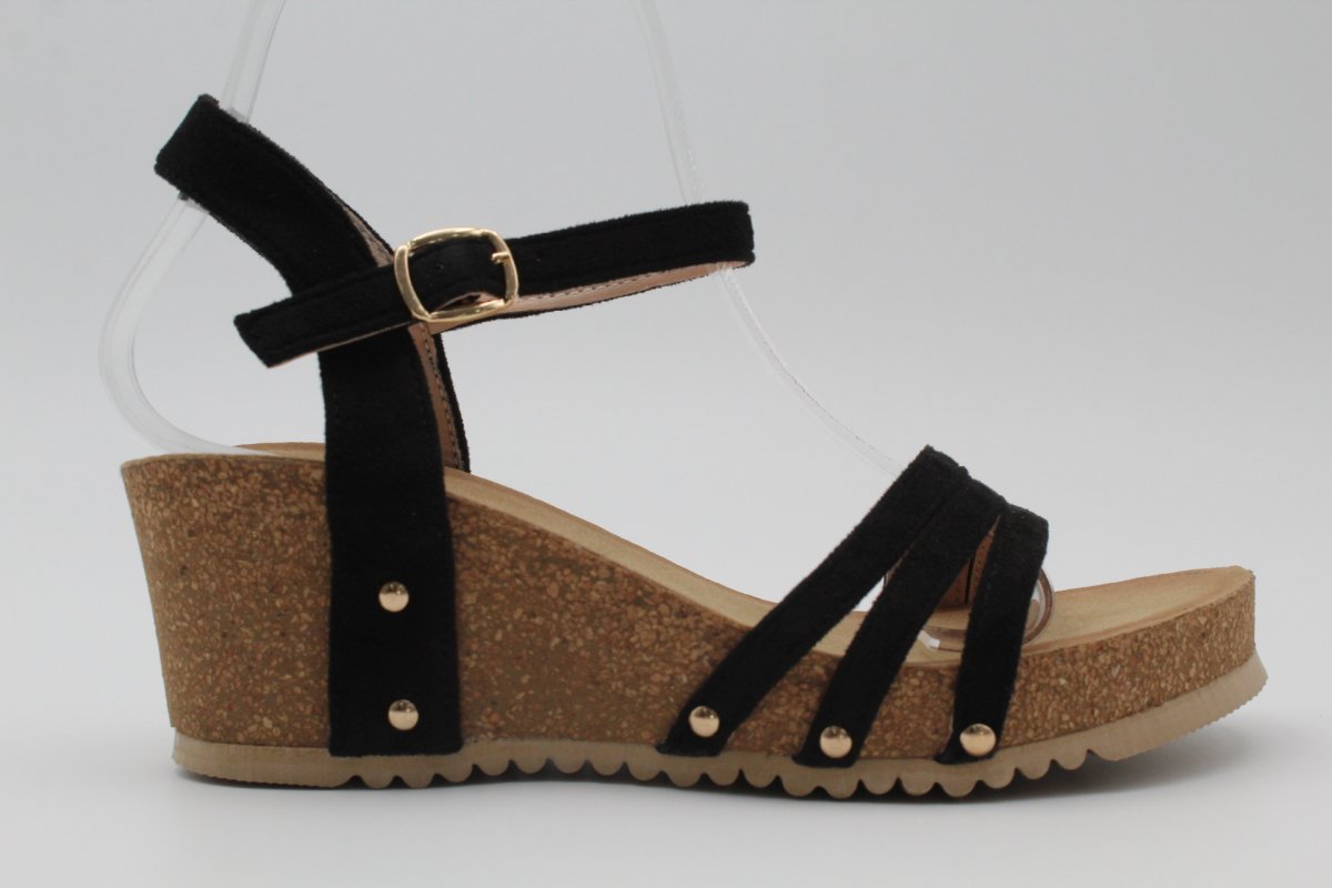 Sandalia en antelina con cuña bio,Top ventas,ref75 - Imagen 3