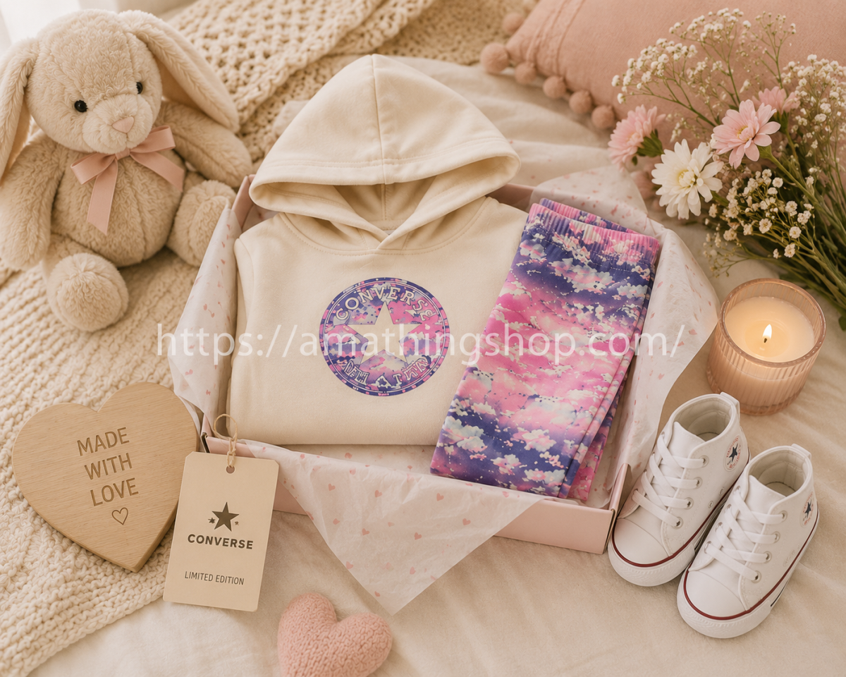 CONVERSE – Conjunto Bebé Converse Sudadera con Capucha y Leggings Rosa - Imagen 8