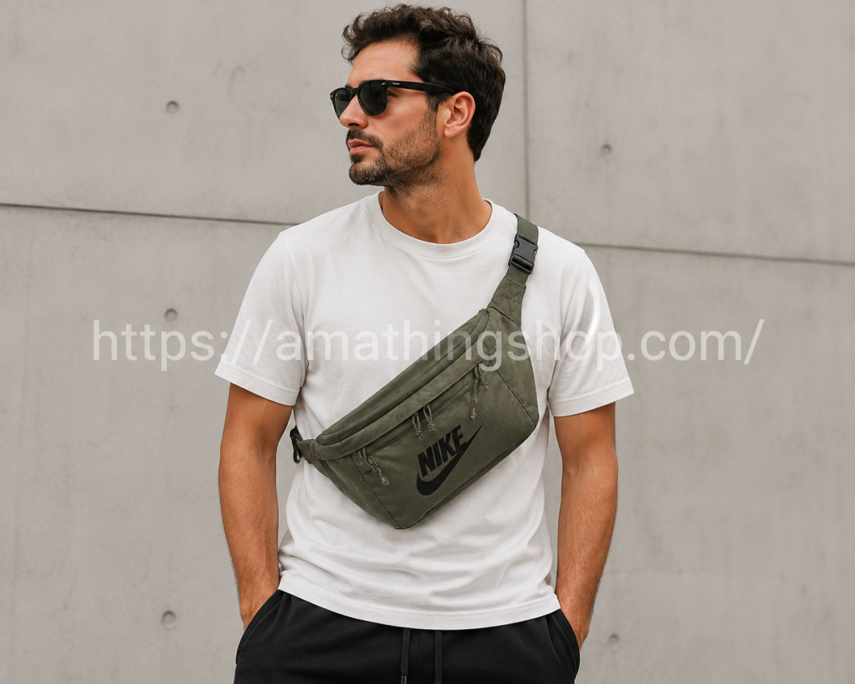 NIKE – Riñonera Nike Tech Hip Pack BA5751-222 Verde Militar Unisex Tipo Bandolera Grande - Imagen 8
