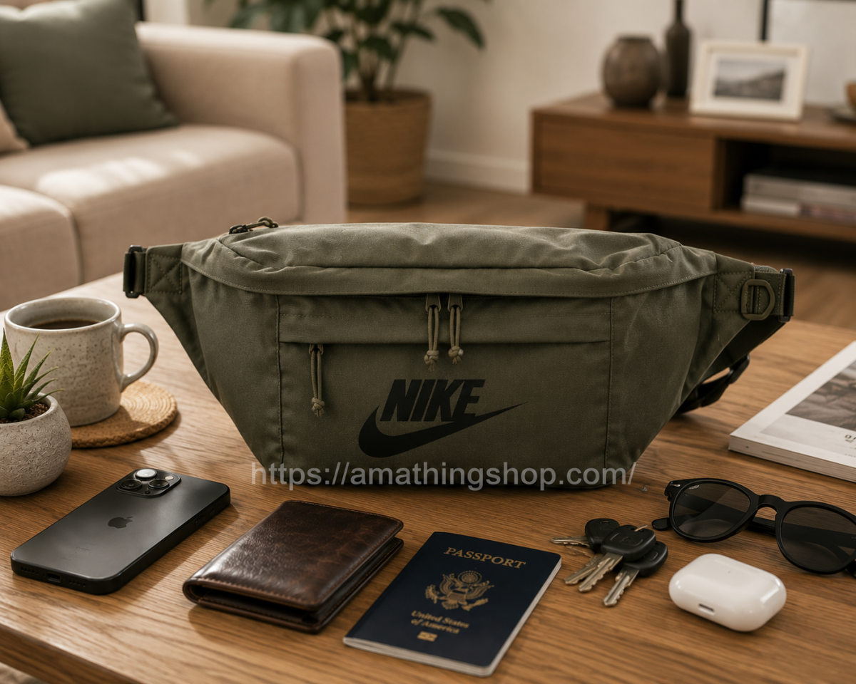 NIKE – Riñonera Nike Tech Hip Pack BA5751-222 Verde Militar Unisex Tipo Bandolera Grande - Imagen 6