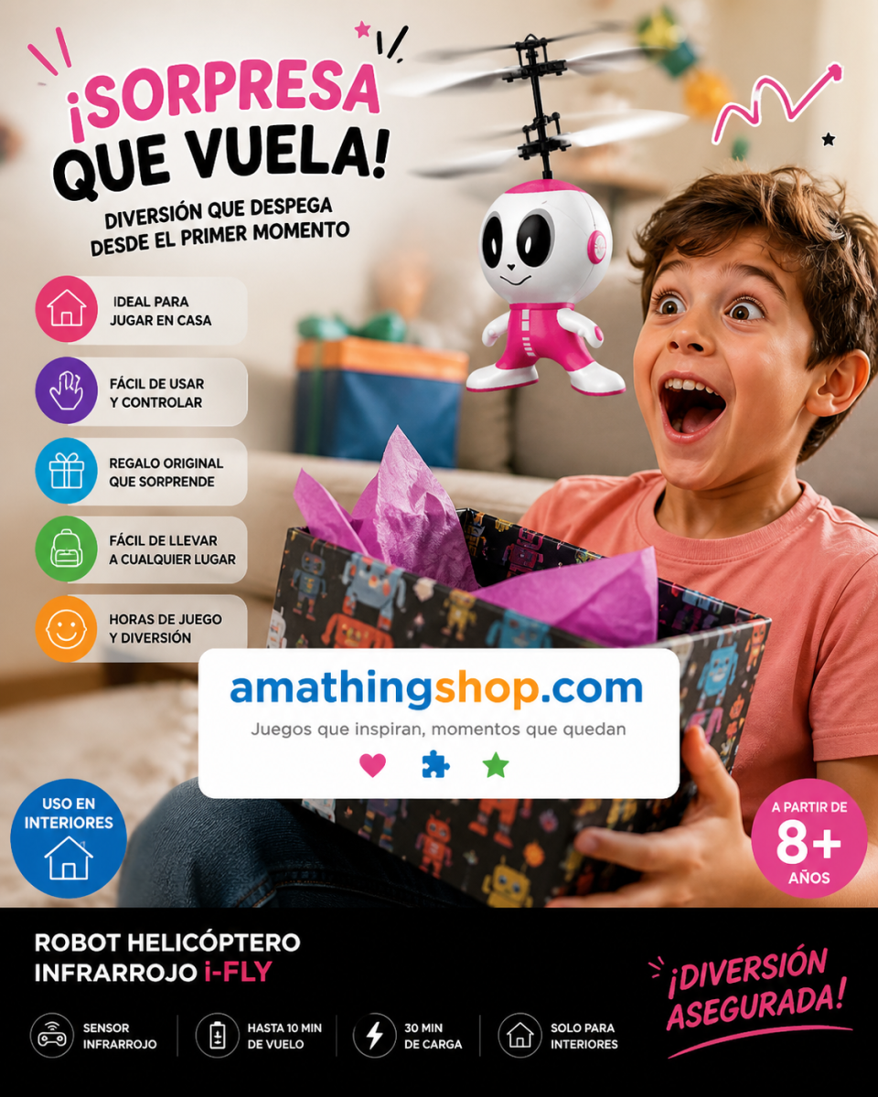 I FLY – Robot helicóptero infrarrojo i-Fly rosa juguete volador niños interior - Imagen 4