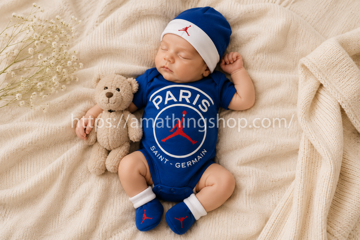 NIKE – Conjunto Bebé Nike Air Jordan x PSG 3 Piezas Azul NJ0327-U89 - Imagen 7